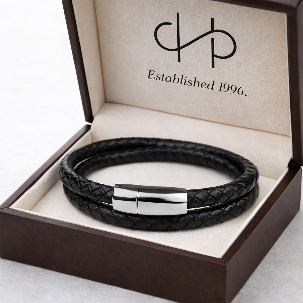 Fancy Men’s Bracelet – Double Strand Shinny Black