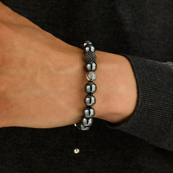 Hematite Beaded Macrame Bracelet