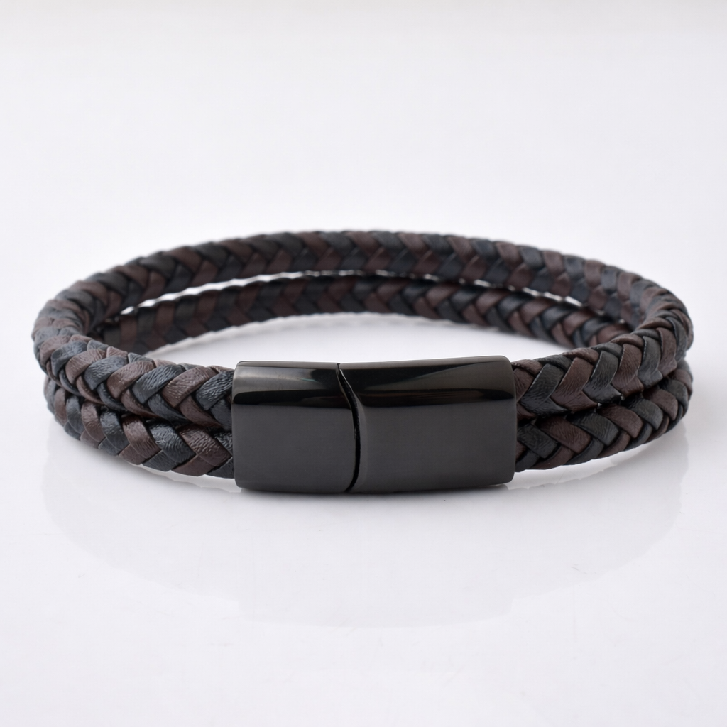 Luxury Men’s Bracelet – Double Brown Black