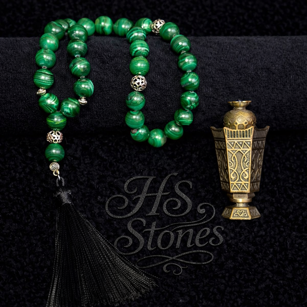 Malachite Rosary With 925 Sterling Silver Spacers (33)