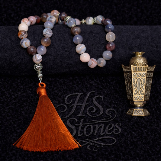 Botswana Agate Rosary With 925 Sterling Silver Spacers