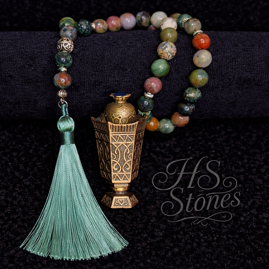 Moss Agate Rosary With 925 Sterling Silver Spacers (33)