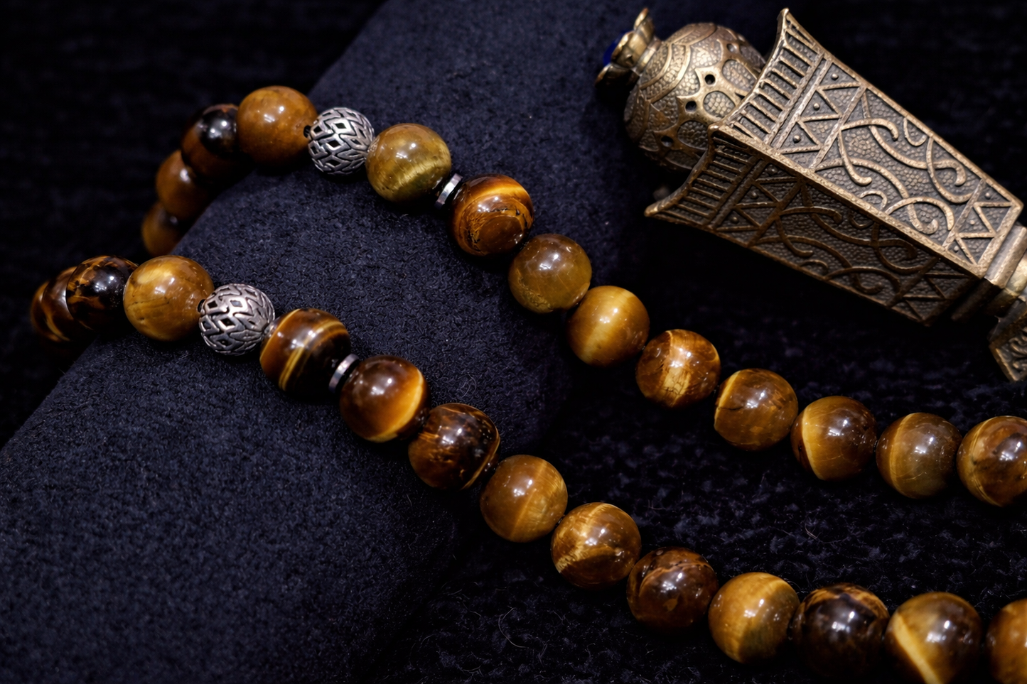 Tiger Eye Rosary With 925 Sterling Silver Spacers (33)