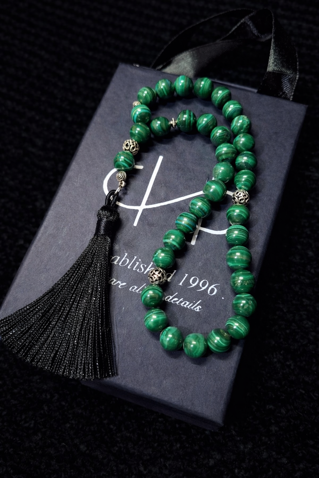 Malachite Rosary With 925 Sterling Silver Spacers (33)