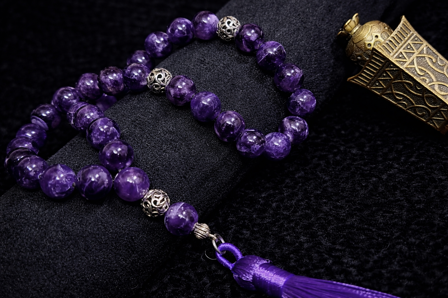 Amethyst Rosary With 925 Sterling Silver Spacers