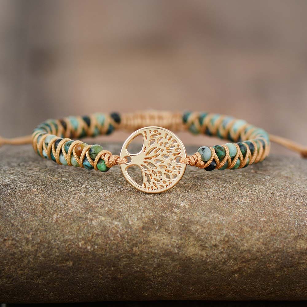 Tree Of Life Jasper Stone Adjustable Bracelet