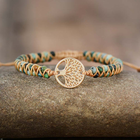 Tree Of Life Jasper Stone Adjustable Bracelet
