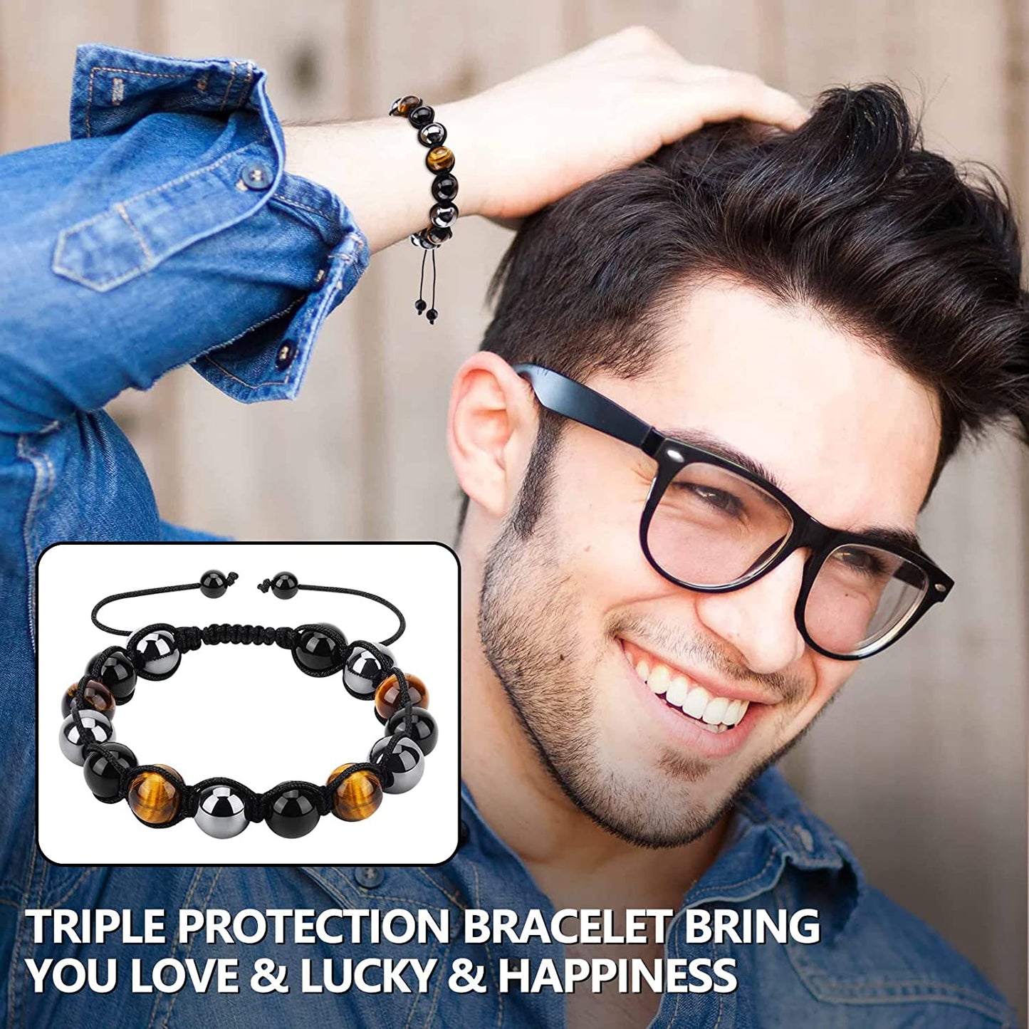 Triple Protection - Tiger's Eye Obsidian Hematite Bracelet