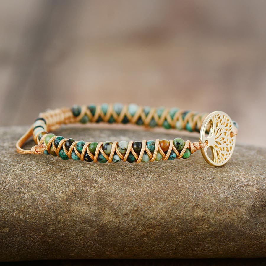 Tree Of Life Jasper Stone Adjustable Bracelet