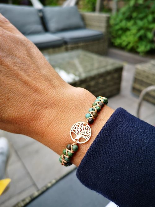 Tree Of Life Jasper Stone Adjustable Bracelet