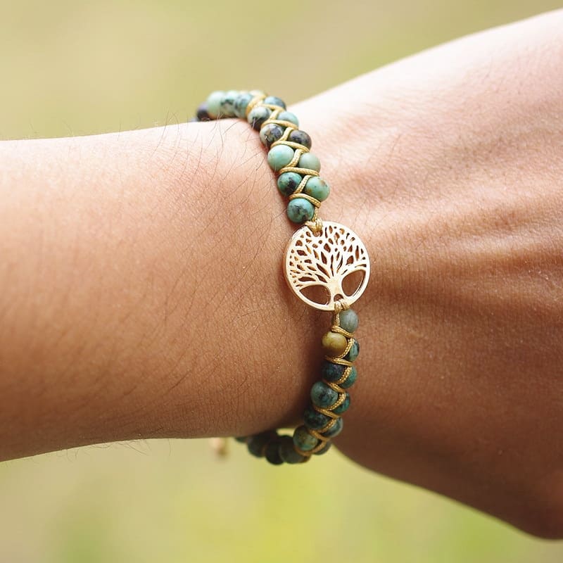 Tree Of Life Jasper Stone Adjustable Bracelet